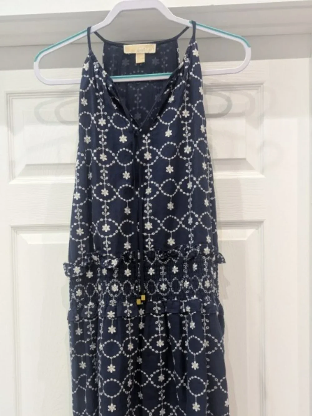 Michael Kors Navy & White Printed Sleeveless Dress | Size M